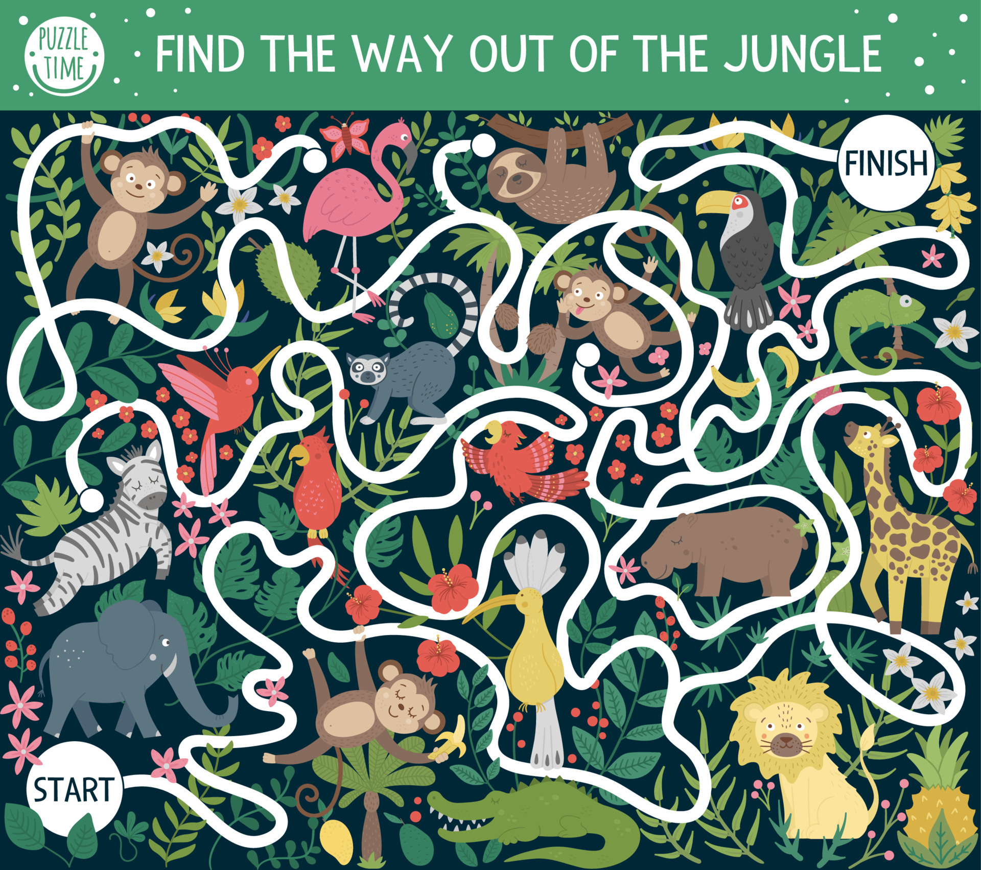 Tropical maze for children. Preschool exotic activity. Funny exotic puzzle with cute animals, birds, plants, fruit. Find the way out of the jungle. Summer game for kids 7148212 Vector Art at Vecteezy Tropical maze for children. Preschool exotic activity. Funny exotic puzzle with cute animals, birds, plants, fruit. Find the way out of the jungle. Summer game for kids 7148212 Vector Art at Vecteezy
