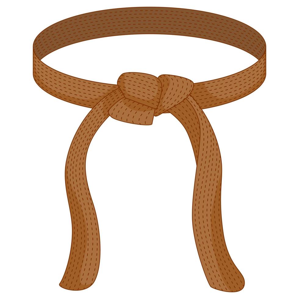 Karate belt light brown color isolated on white background. Design icon of Japanese martial art in flat style. vector