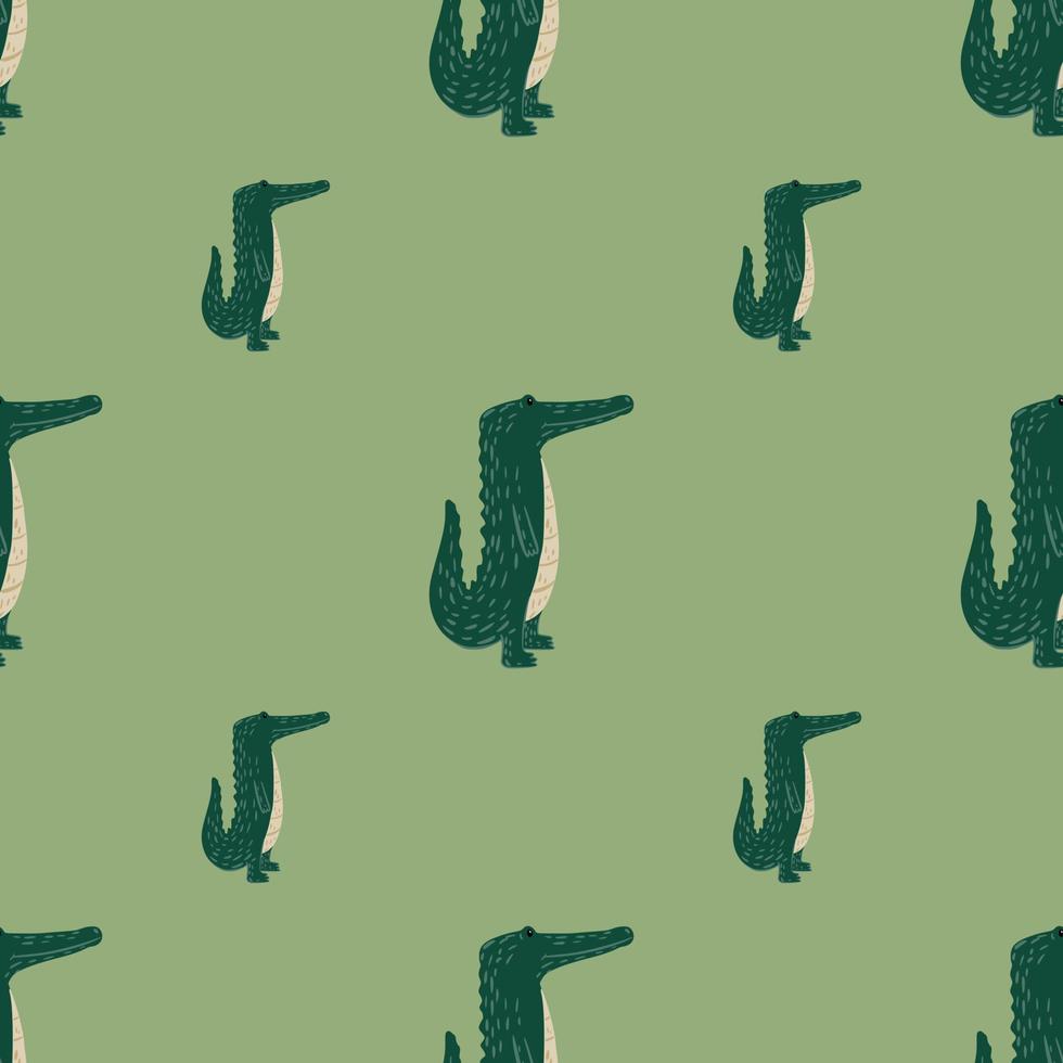 Cute crocodile seamless pattern. Background with funny alligator in doodle style for fabric. vector