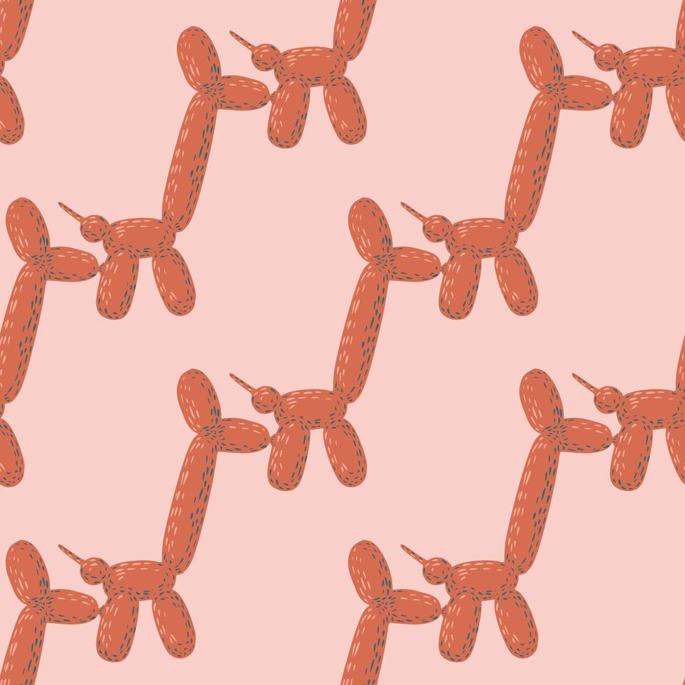 Seamless pattern balloon dogs. Background of circus bubble animal in doodle style. vector