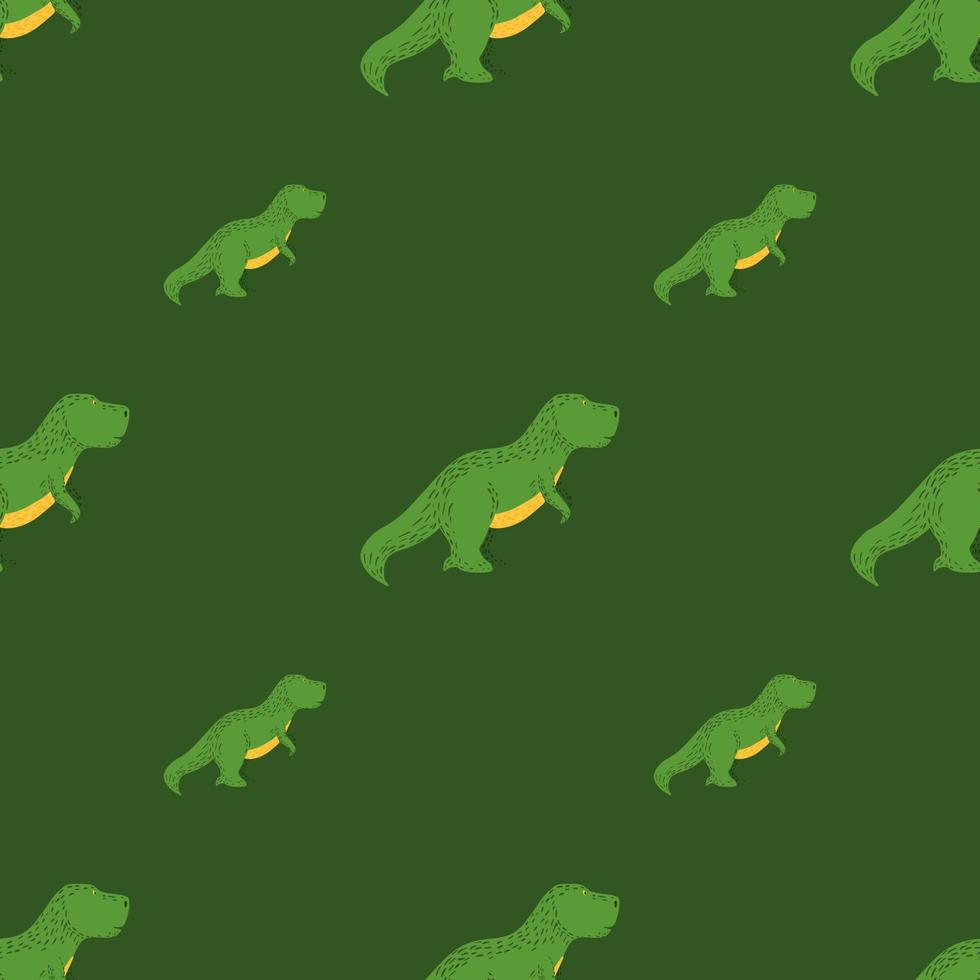 Seamless pattern cute T-Rex dino. Background of funny dinosaurs in doodle style. vector