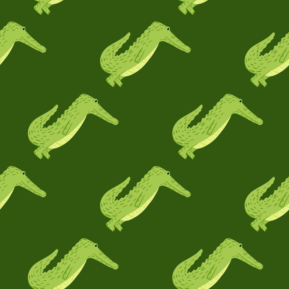 Cute crocodile seamless pattern. Background with funny alligator in doodle style for fabric. vector