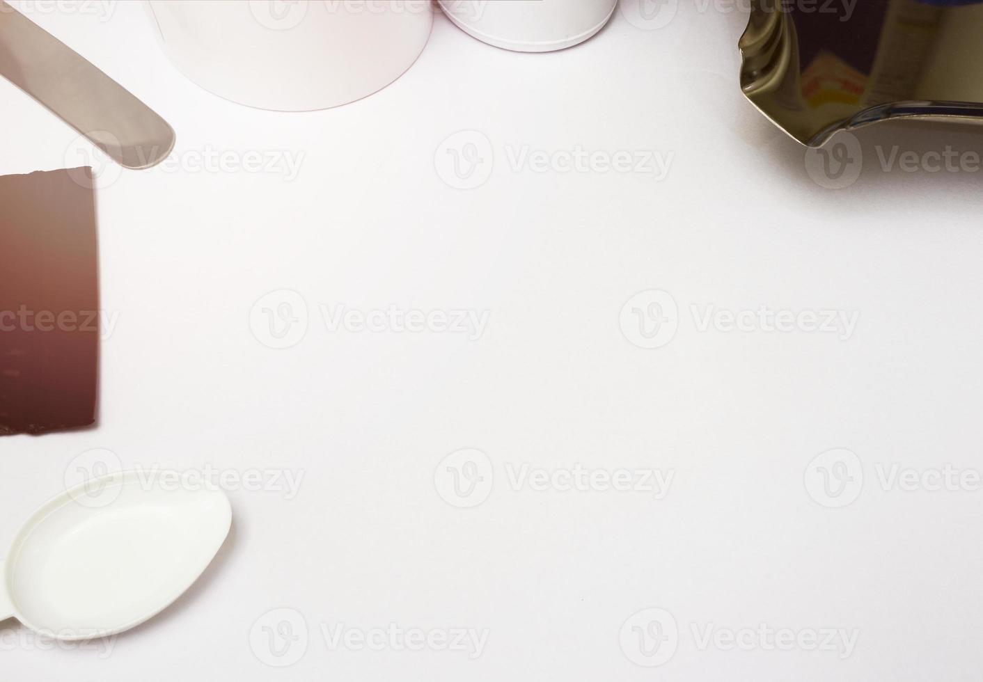 Medical background on drugstore table counter with copy space photo