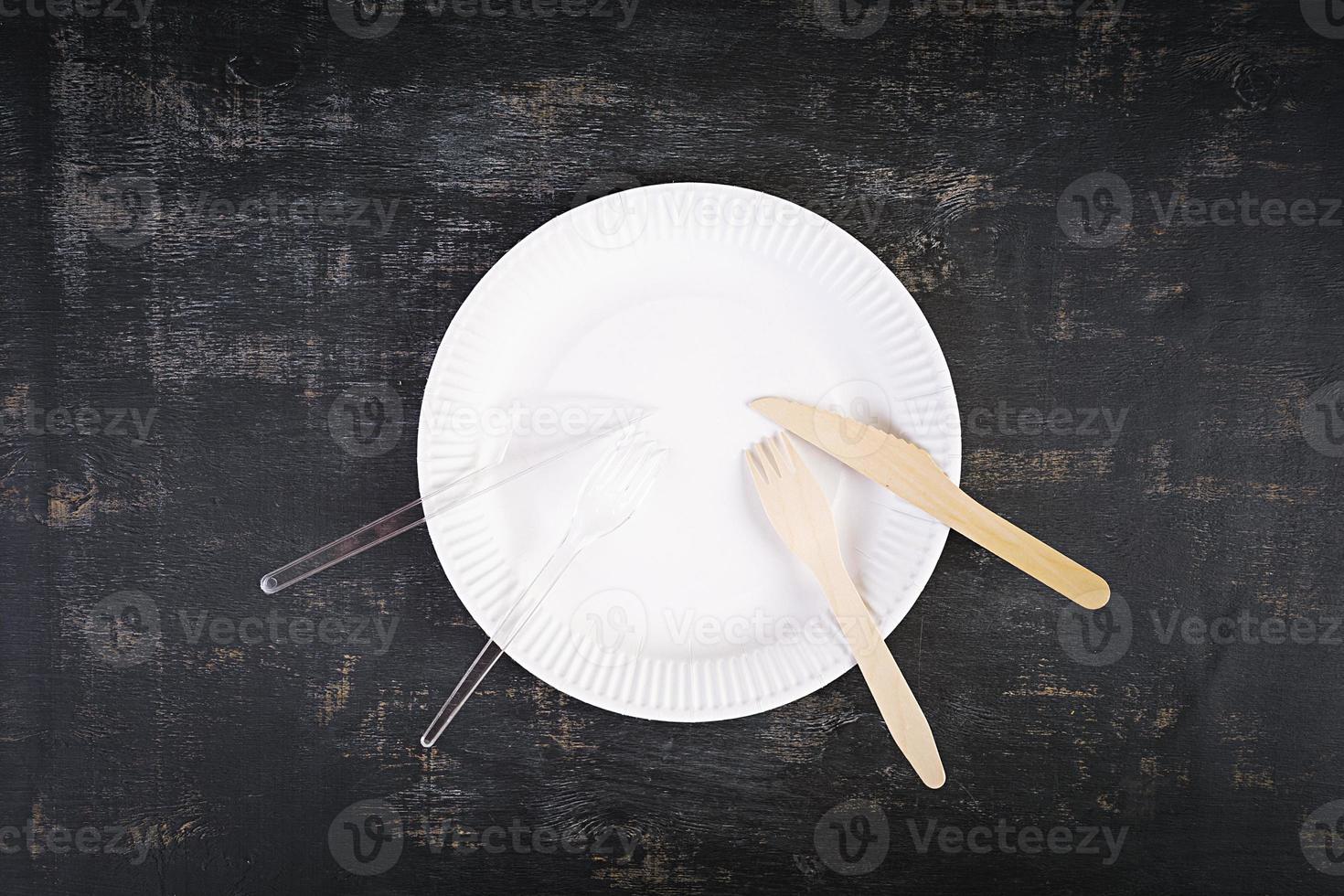 Concept recycle. Table serving with eco-friendly cutlery photo