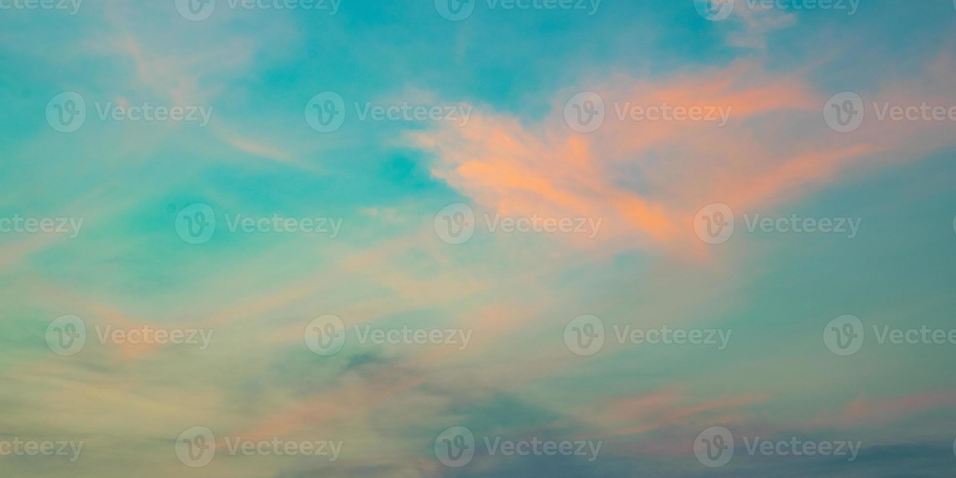 Colorful blue sky background with the orange cloud, sunset at twilight. Nature abstract concept. photo