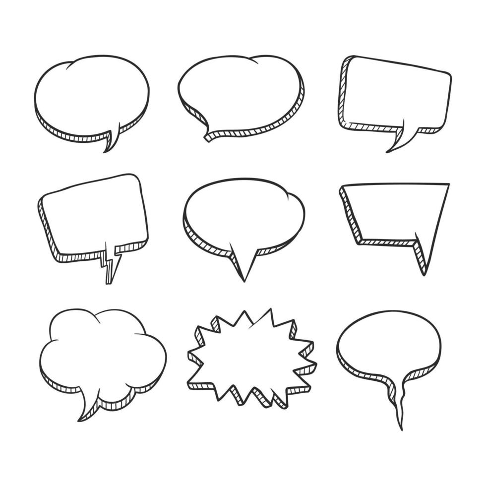 Vector illustration of hand drawn chat bubble element. Suitable for comic design, sketched poster, and infographic design material. Blank hand drawn talk bubble.