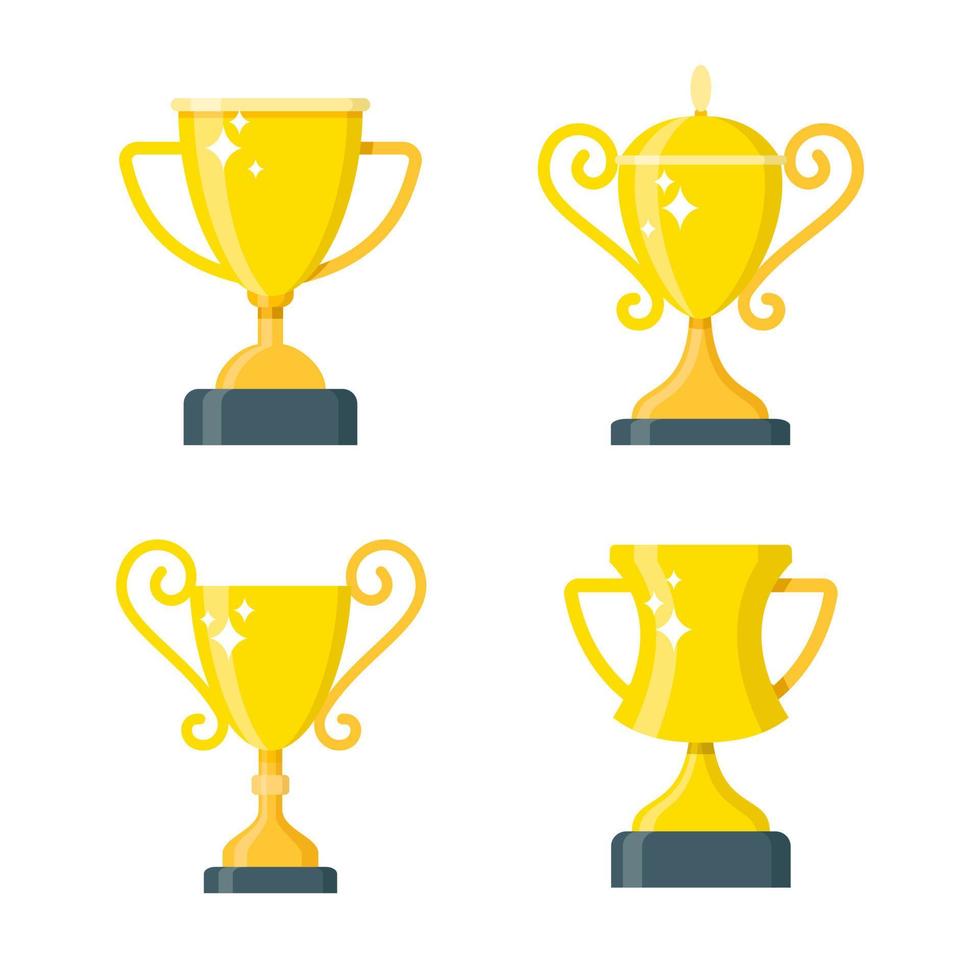 Trophy vector illustration. Suitable for design element of game winner award, sport competition trophy icon prize, and the best achievement reward.