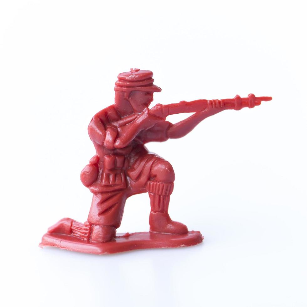 Toy soldier isolated on white background. photo