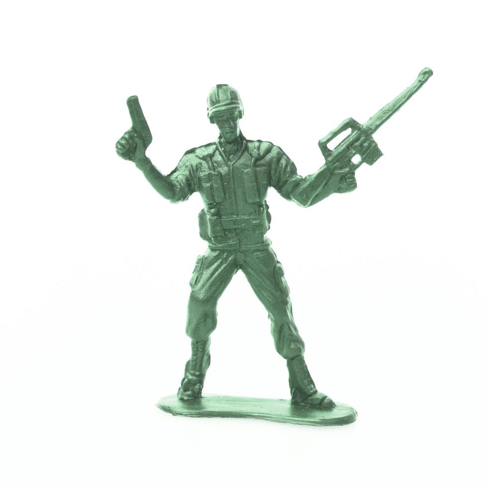 Toy soldier isolated on white background. photo