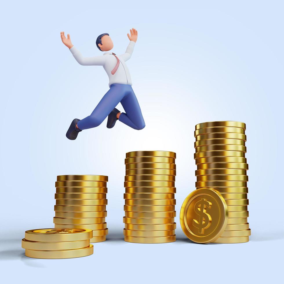 Scene Businessman With Gold Coins photo