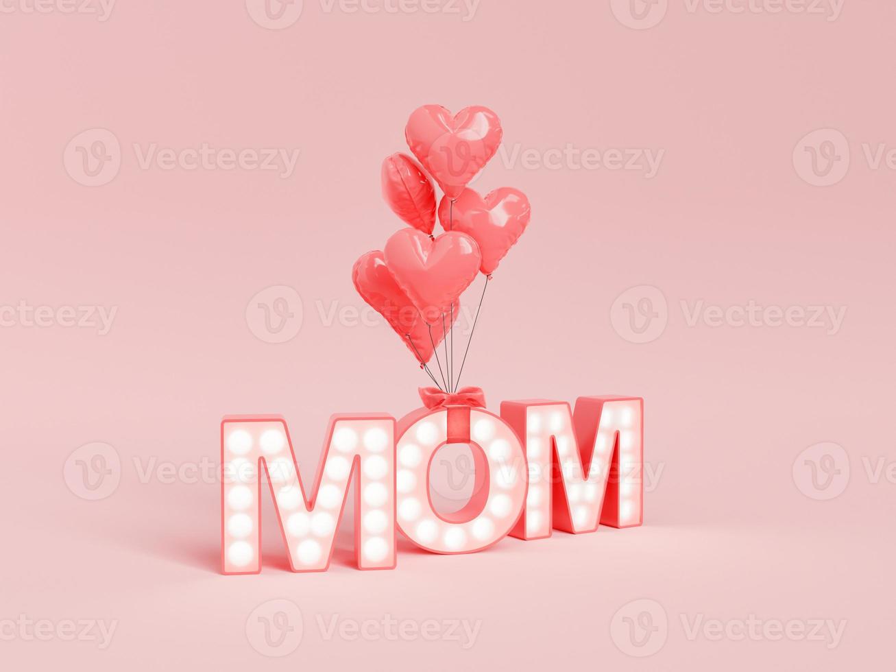 Mom sign with heart shaped balloons photo