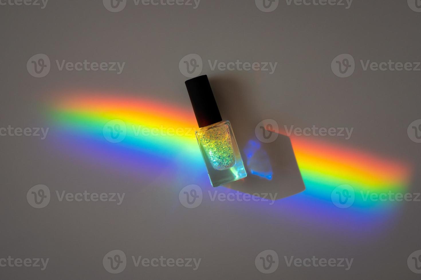 Holographic Nail polish in a prism rainbow line photo