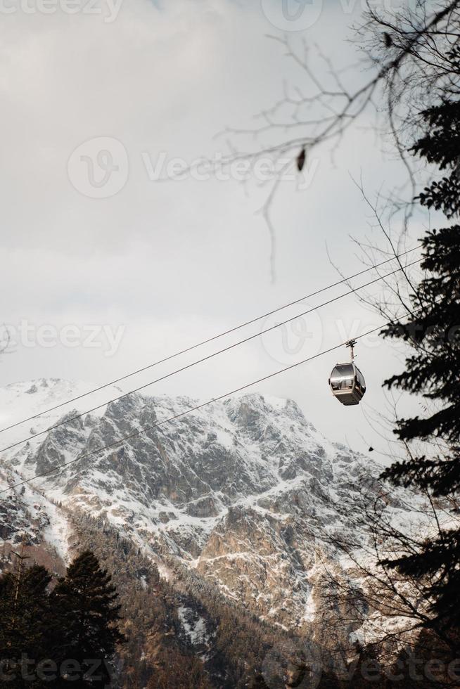 Cable car in Dombay Caucasus Mountains photo