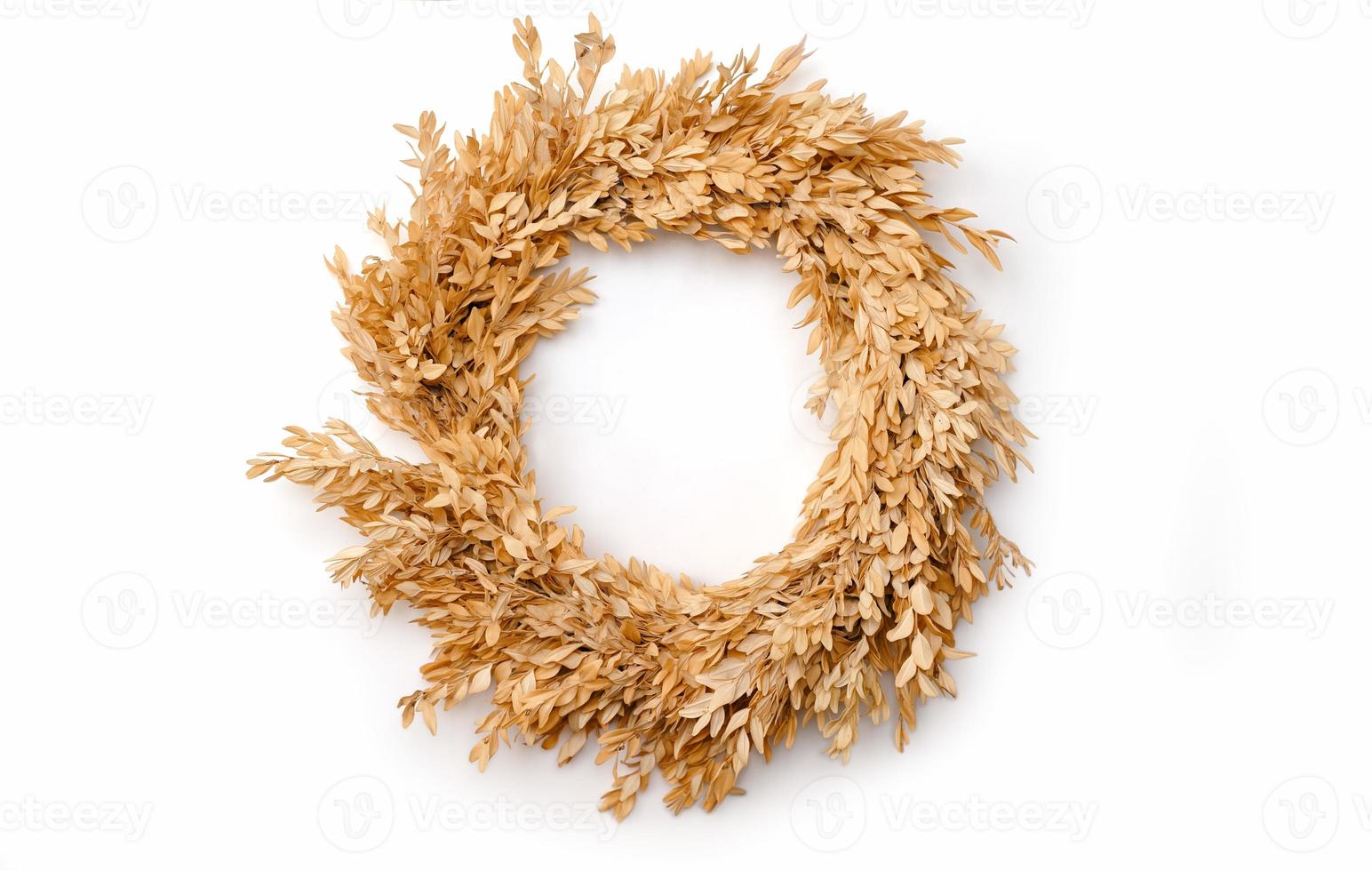 beige wreath on white background photo