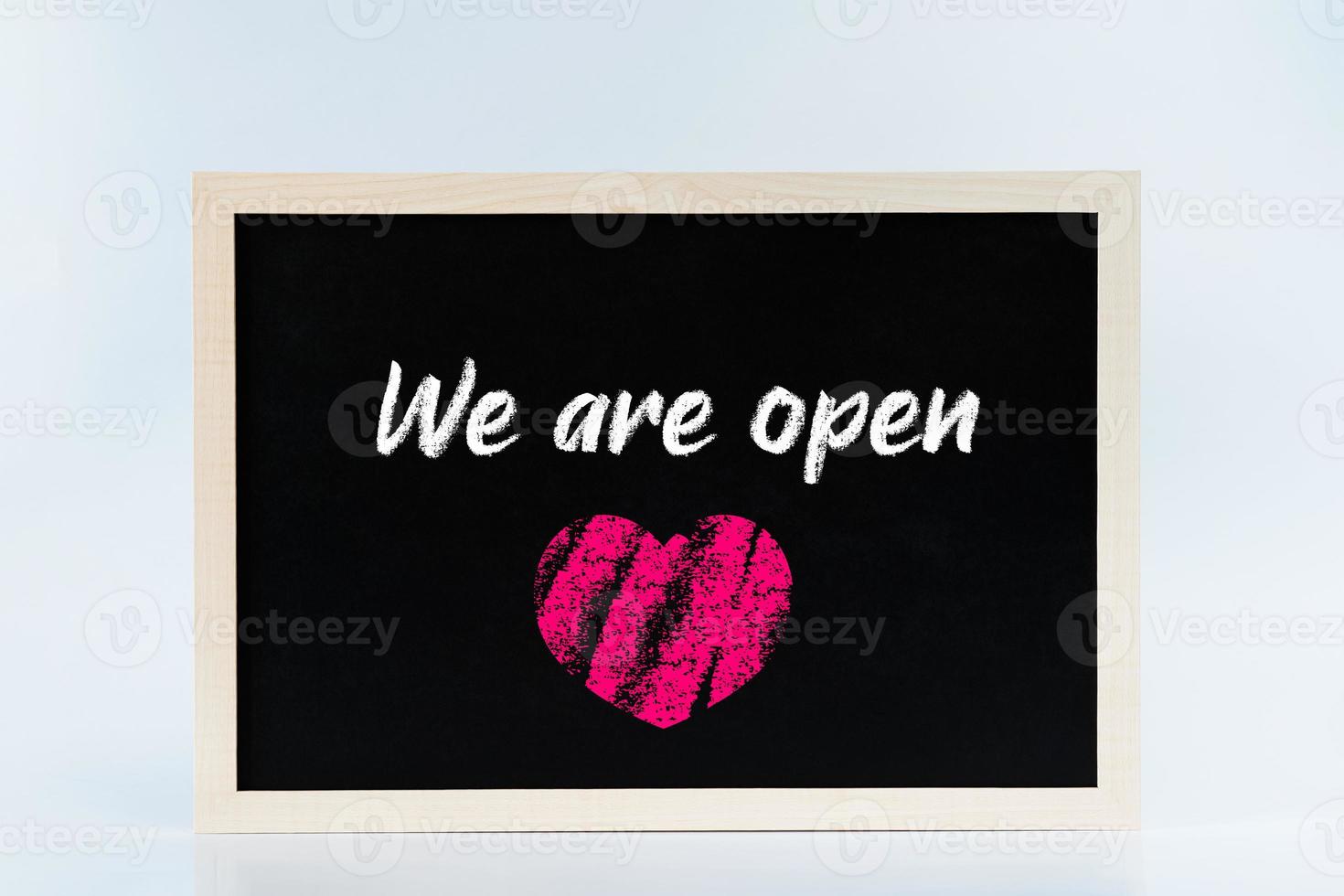 A we are open chalk board sign photo