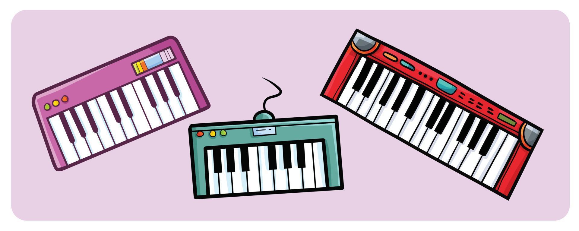 Midi keyboards cartoon illustration vector