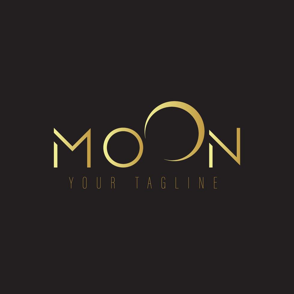 Vector moon logotype on black background. creative concept. strong and elegant simple design