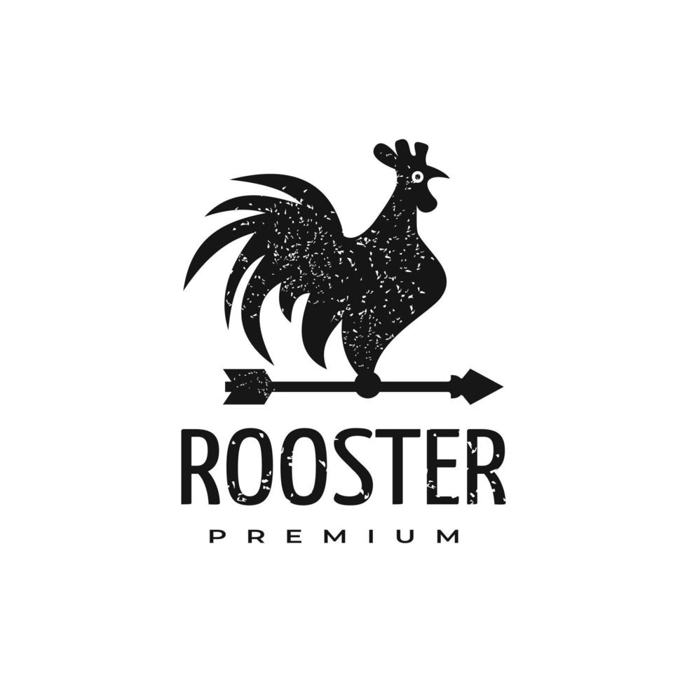 Chicken weather arrow icon illustration, rooster logo vector Silhouette Vector Illustration. Vintage Emblem Badge Logo.