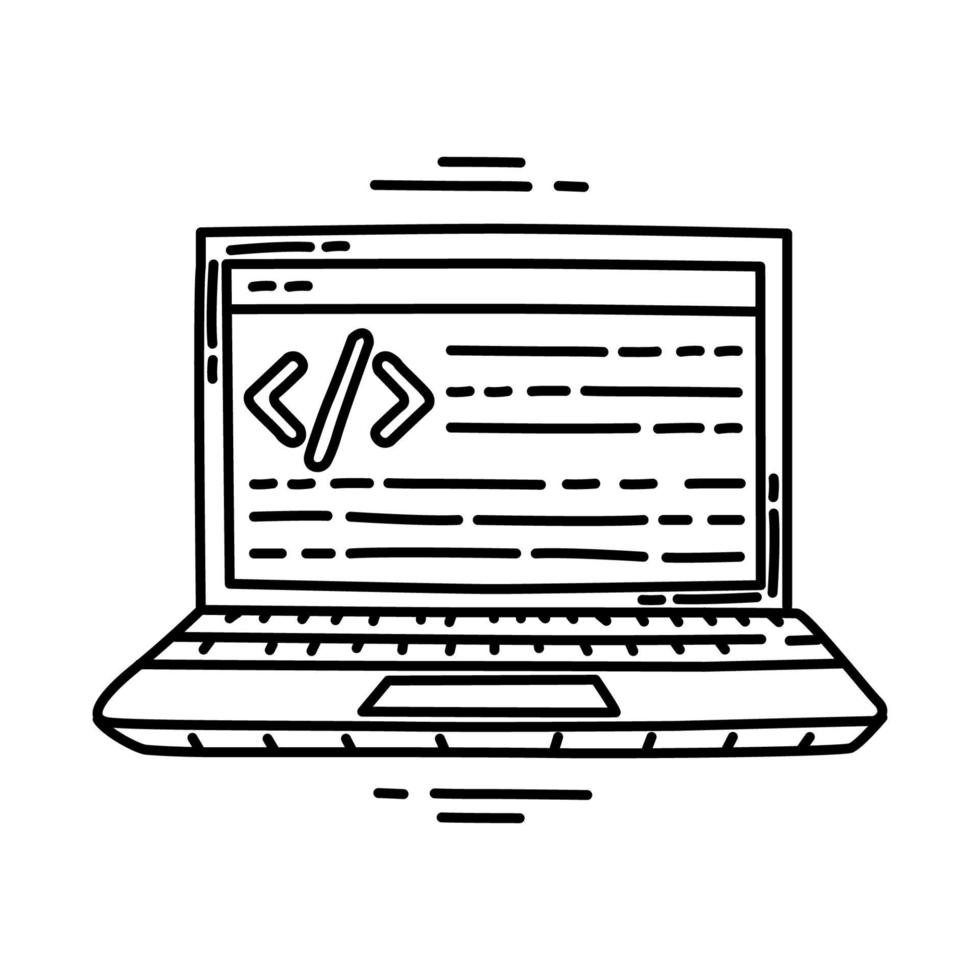icono de programación de código. garabato dibujado a mano o estilo de icono de contorno. vector