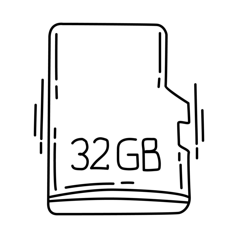 Micro SD Card Icon. Doodle Hand Drawn or Outline Icon Style. vector