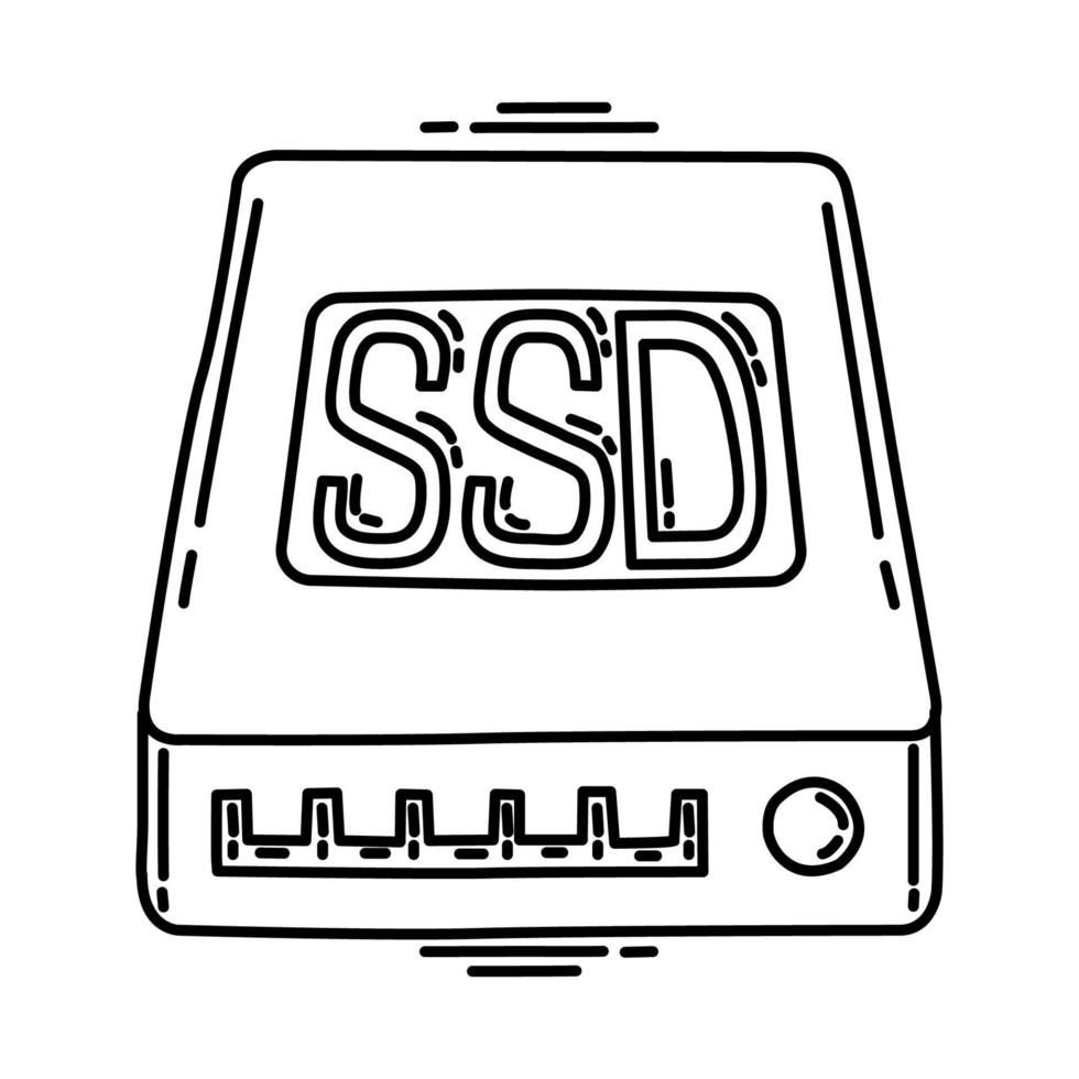 Solid State Drive Icon. Doodle Hand Drawn or Outline Icon Style. vector