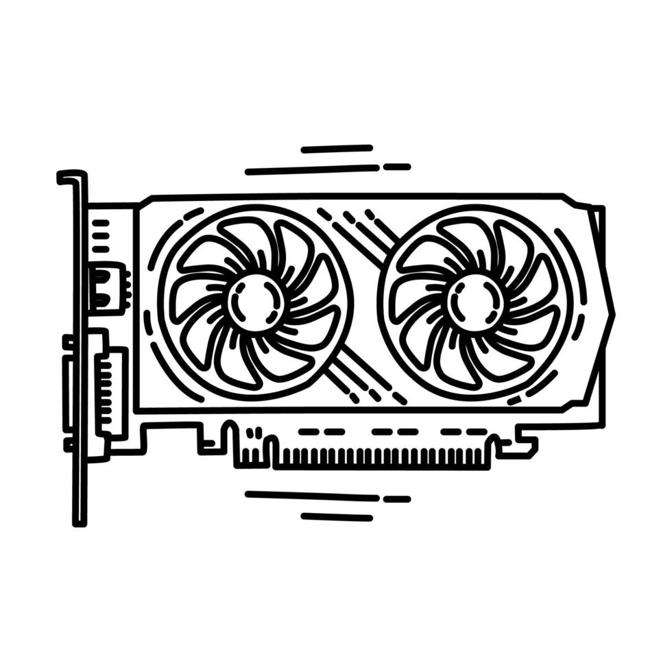 Video card for pc Gaming Icon. Doodle Hand Drawn or Outline Icon Style. vector