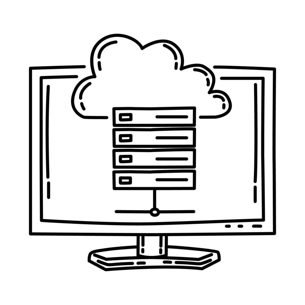 Web Hosting Icon. Doodle Hand Drawn or Outline Icon Style. vector