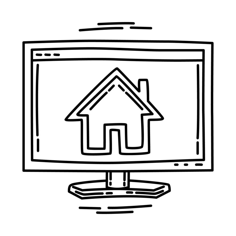 Web Homepage Icon. Doodle Hand Drawn or Outline Icon Style. vector