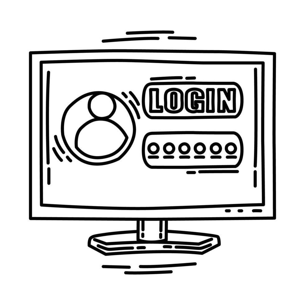 Account Password Icon. Doodle Hand Drawn or Outline Icon Style. vector