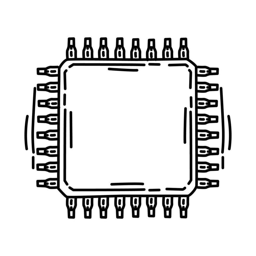 Chip Component Icon. Doodle Hand Drawn or Outline Icon Style. vector