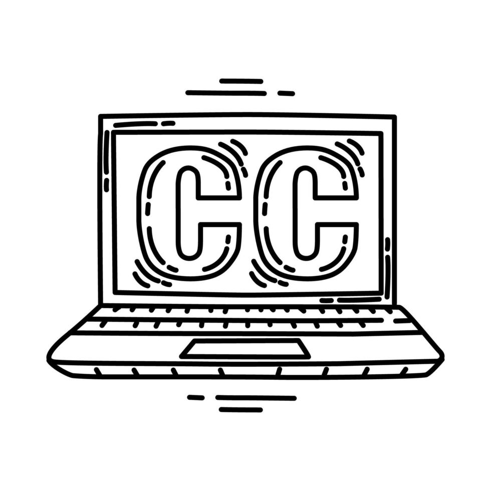 Closed Caption Mode Icon. Doodle Hand Drawn or Outline Icon Style. vector