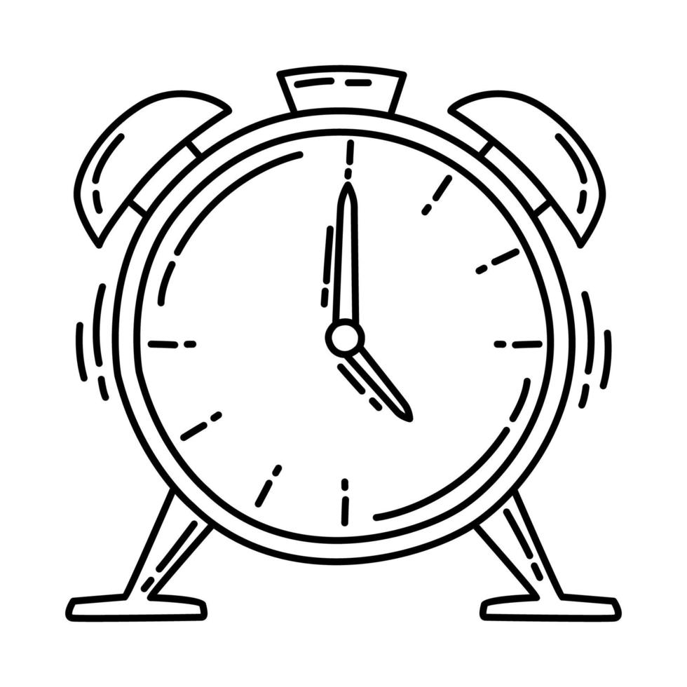 icono de alarma y reloj. garabato dibujado a mano o estilo de icono de contorno. vector