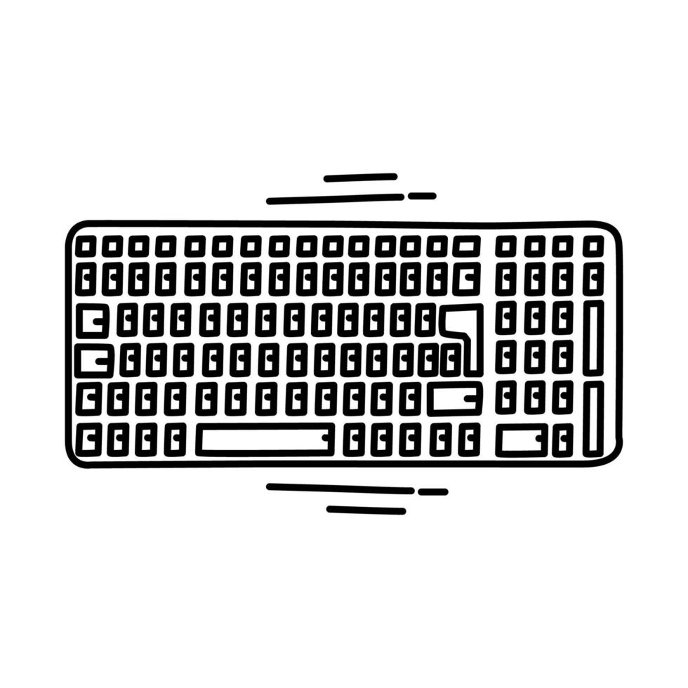 Keyboard Wireless Icon. Doodle Hand Drawn or Outline Icon Style. vector