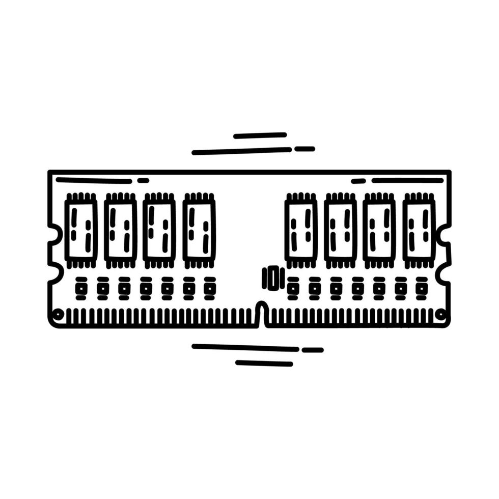 Random Access Memory Icon. Doodle Hand Drawn or Outline Icon Style. vector