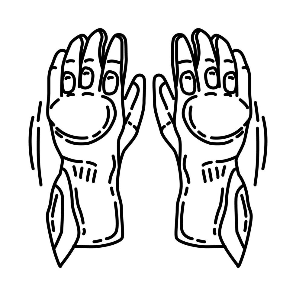 icono de guantes de moto. garabato dibujado a mano o estilo de icono de contorno. vector