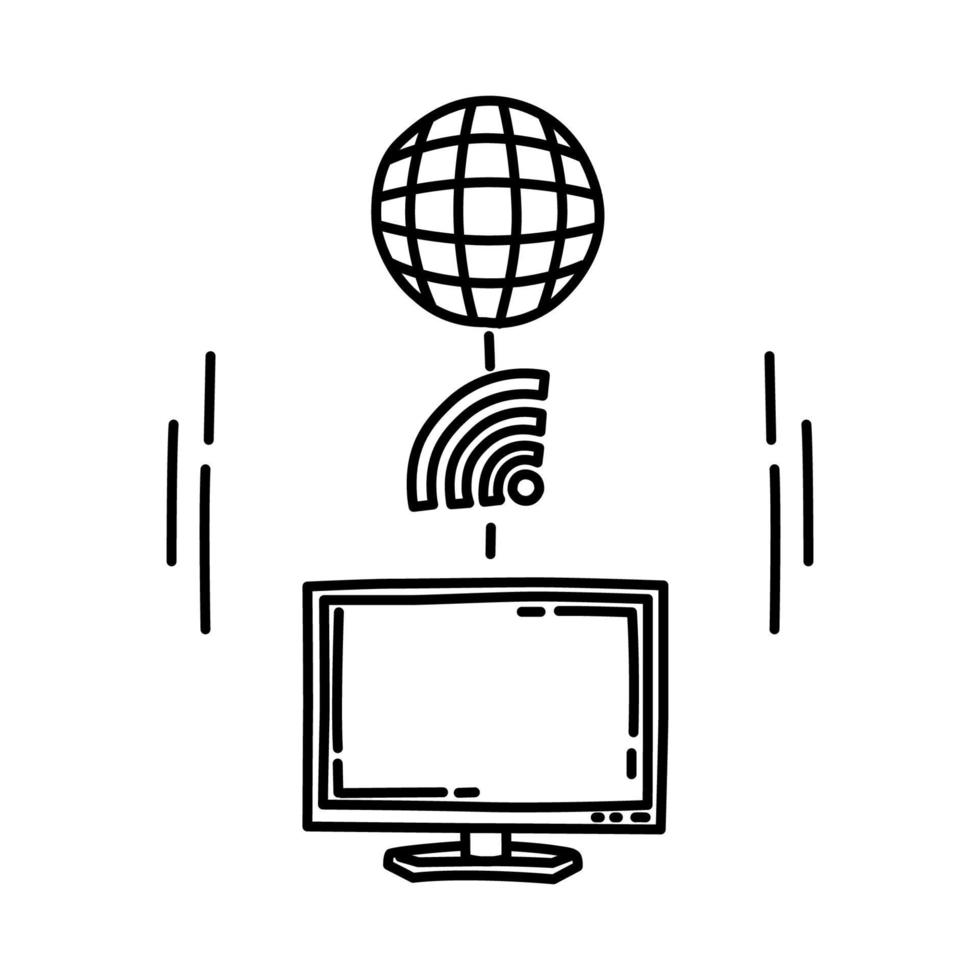Network Status Icon. Doodle Hand Drawn or Outline Icon Style. vector