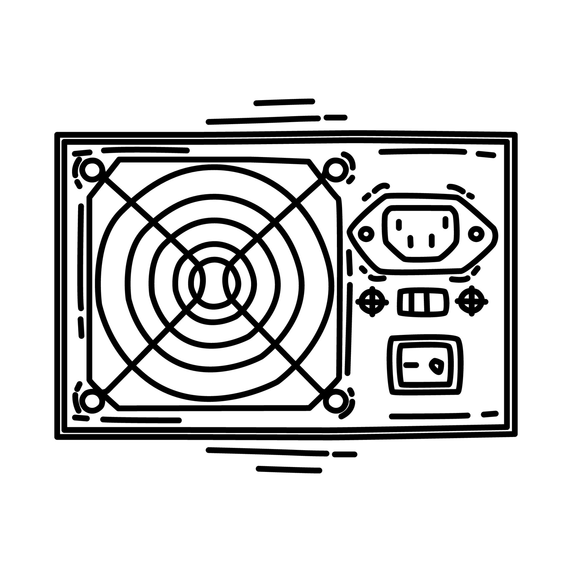 Power Supply Unit Icon. Doodle Hand Drawn or Outline Icon Style