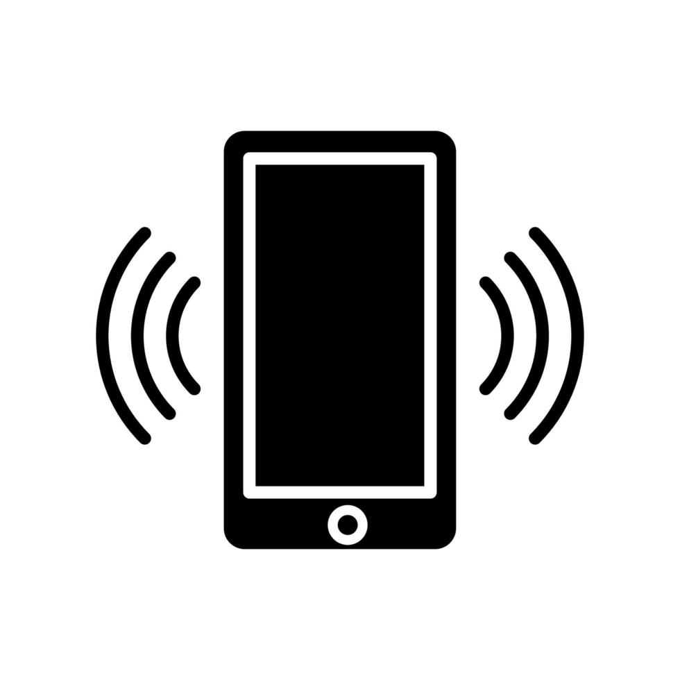 icono de llamada de teléfono, anillo de pictograma de teléfono móvil, imagen aislada de diseño blanco y negro plano vibrante de teléfono inteligente vector