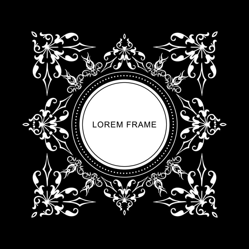 elegant white and black circle vintage frame design vector