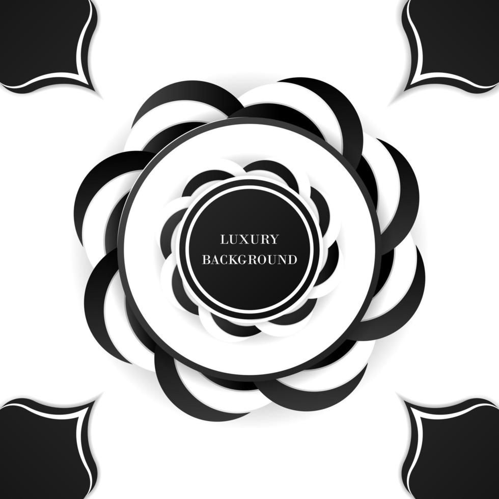 Luxury abstract geometric rounded in white and black vector