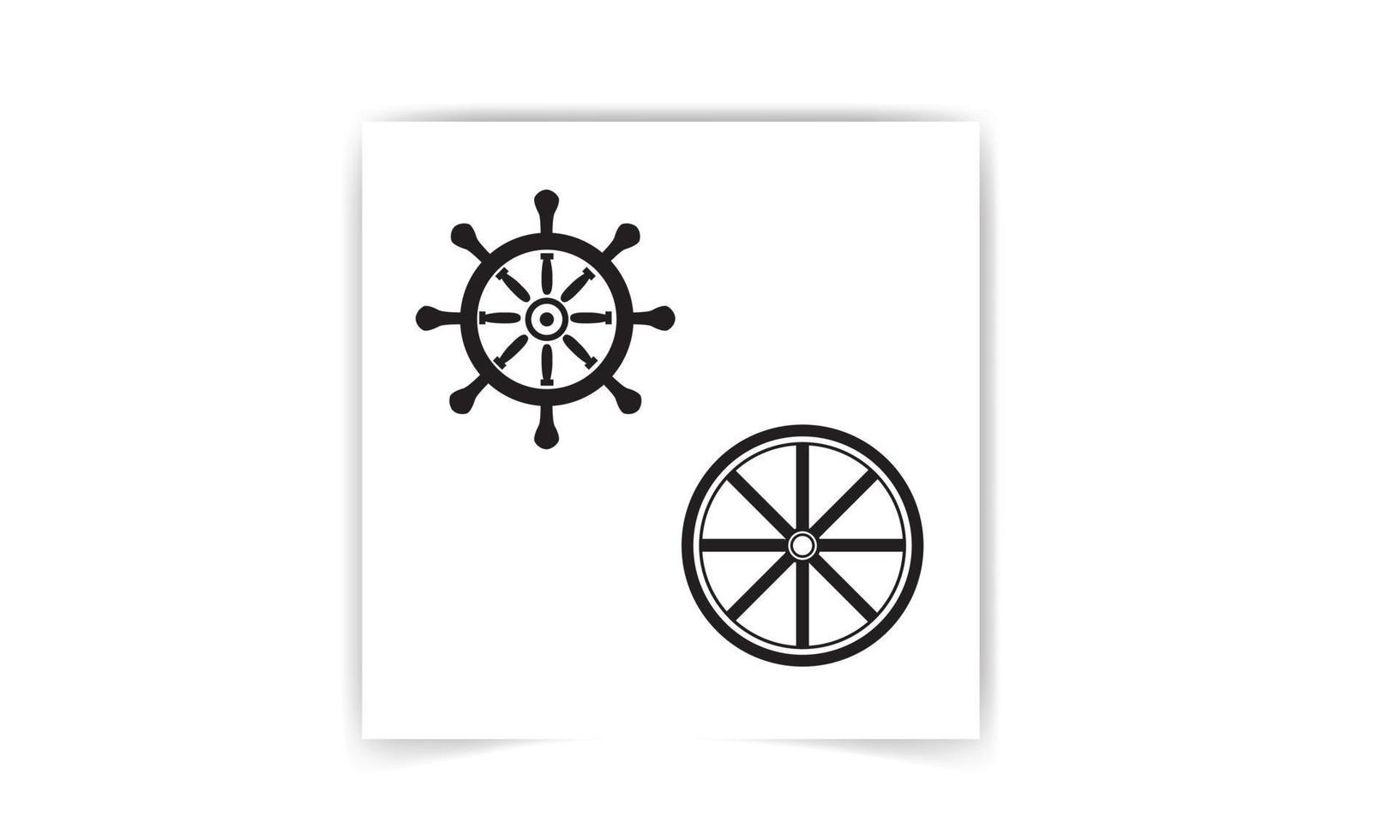 silueta de una rueda de bicicleta, rueda de barco sobre fondo blanco. diseño de iconos náuticos. vector
