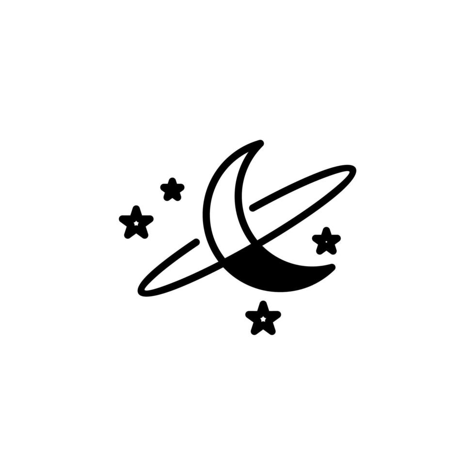 Moon, Night, Moonlight, Midnight Solid Line Icon Vector Illustration Logo Template. Suitable For Many Purposes.