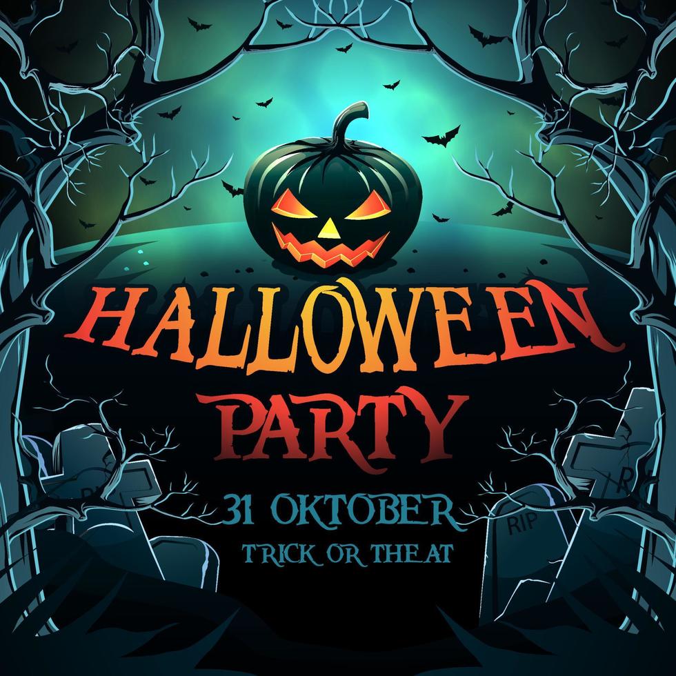 Halloween Party Banner Illustration with spooky pumpkin vector