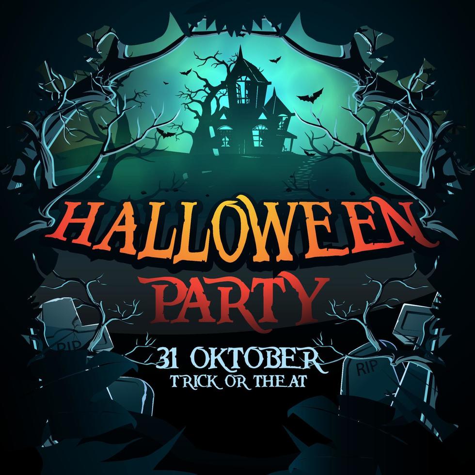 Halloween Party banner with spooky pumpkin vector