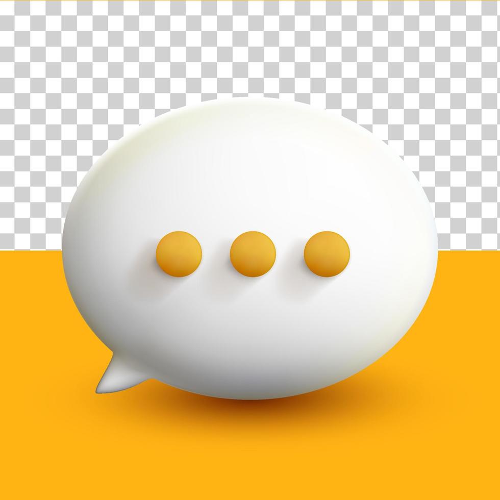 3D Minimal white chat bubbles on yellow transparent background vector