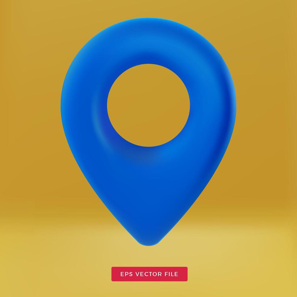 cute blue pin map gps navigation 3d. icon 3d render. mesh vector