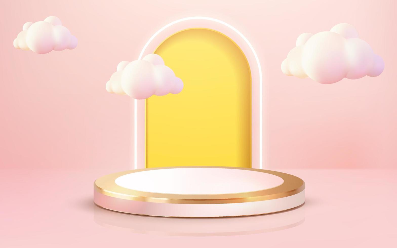 3d rendered luxury pink gold podium showcase vector 3d