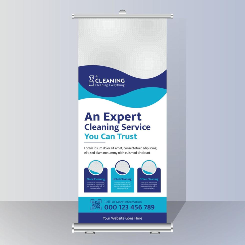 Cleaning Service Rollup Banner Template vector