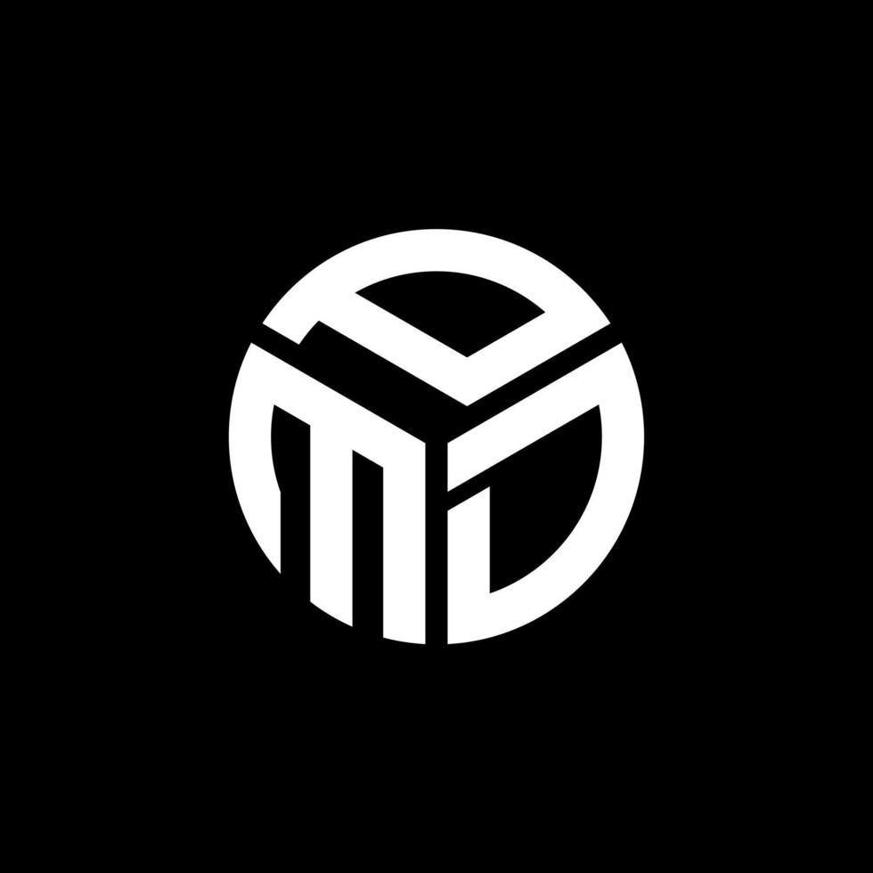 diseño de logotipo de letra pmd sobre fondo negro. concepto de logotipo de letra de iniciales creativas pmd. diseño de letras pmd. vector