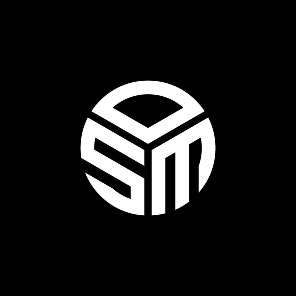 diseño del logotipo de la letra osm sobre fondo negro. concepto de logotipo de letra de iniciales creativas de osm. diseño de letras osm. vector